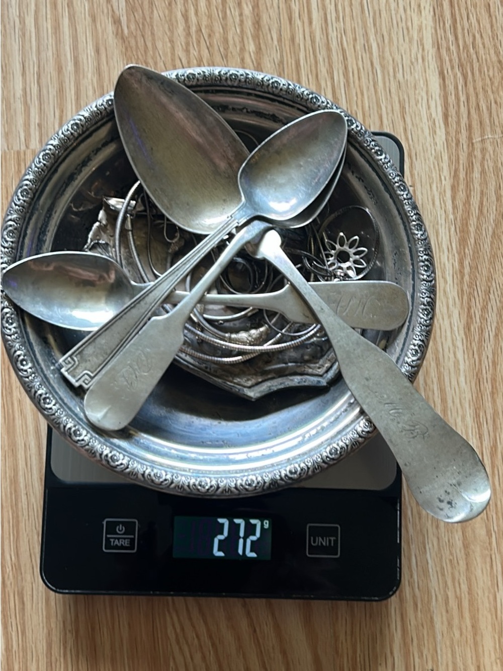 272 grams Vintage sterling Silver  Spoons and Bowl -